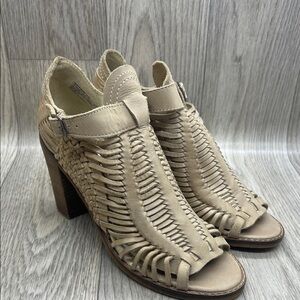 Naughty Monkey Beige Woven Heeled Sandals